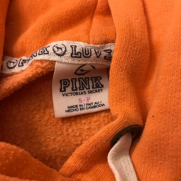 Orange Victoria’s Secrete Pink hooded sweatshirt - Picture 3 of 6